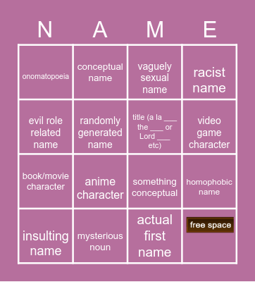 Town of Salem Name Bingo ! Bingo Card