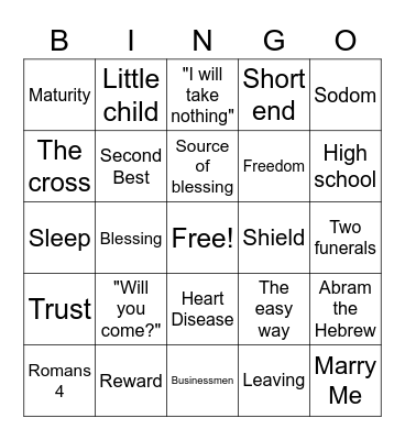 They Walked With God - Abraham Bingo Card