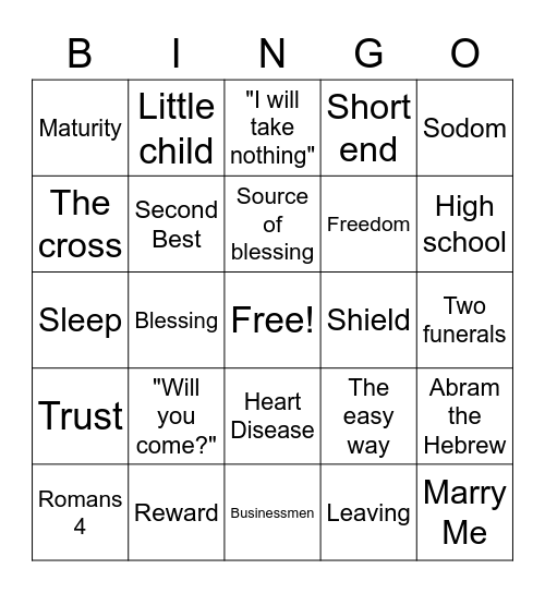 They Walked With God - Abraham Bingo Card