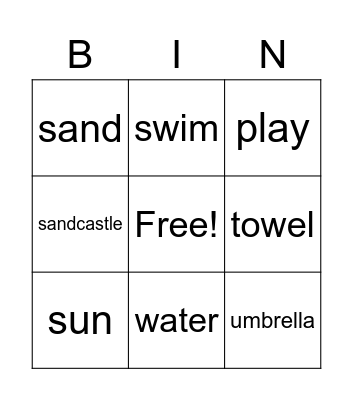 beach bingo Card