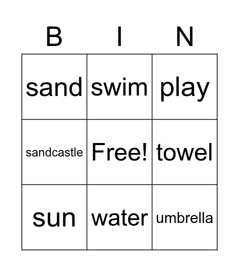 beach bingo Card