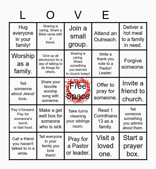 Love is Red Bingo Card