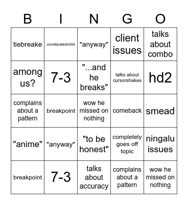 ningalu osunz commentary Bingo Card