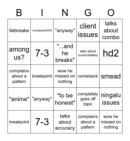 ningalu osunz commentary Bingo Card