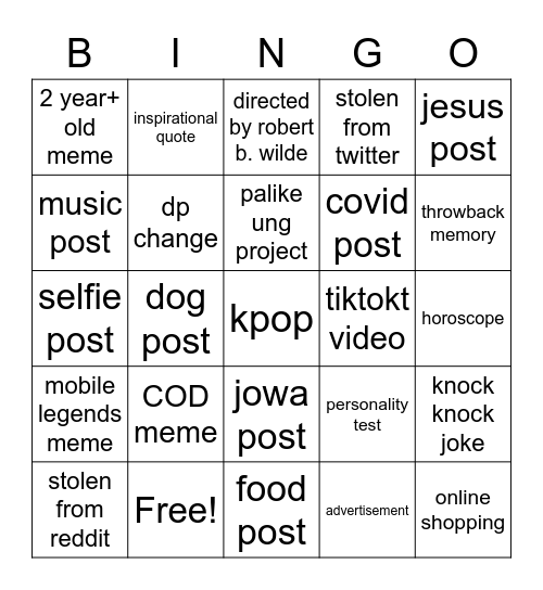 asdafdsa Bingo Card