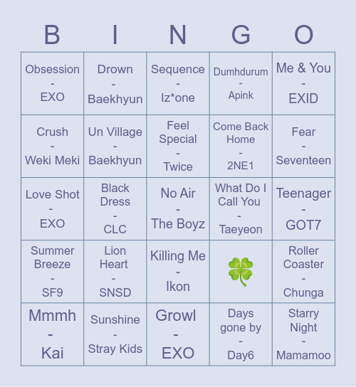 @Witheexoo Bingo Card