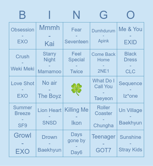 @witheexoo Bingo Card