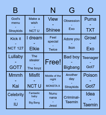 Jaemarkachu Bingo Card