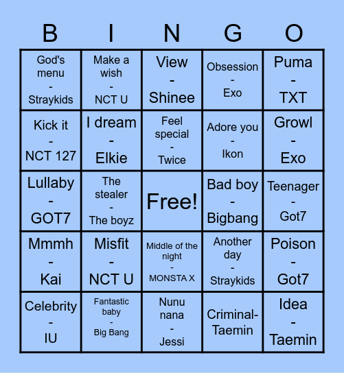 Jaemarkachu Bingo Card