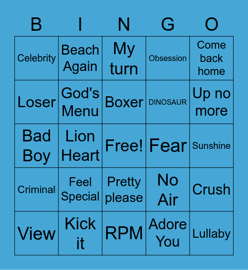 @zoe_zoey11 Bingo Card