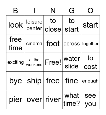 Unit 4, Check-in and Station 1 Bingo Card