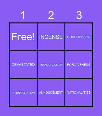 Sabr House 9 BINGO Game Bingo Card