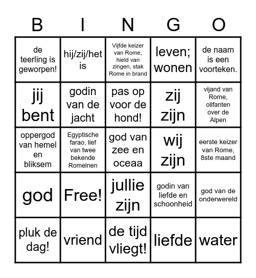 Lesje Latijn D'Hek Landen Bingo Card