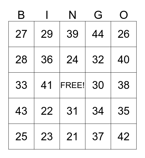 2nd Grade Addition Bingo Card