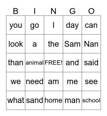 Friday Fun Day Bingo Card