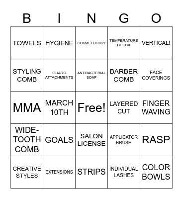 COSMOTOLOGY Bingo Card