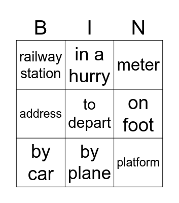 Traveling around Bingo Card