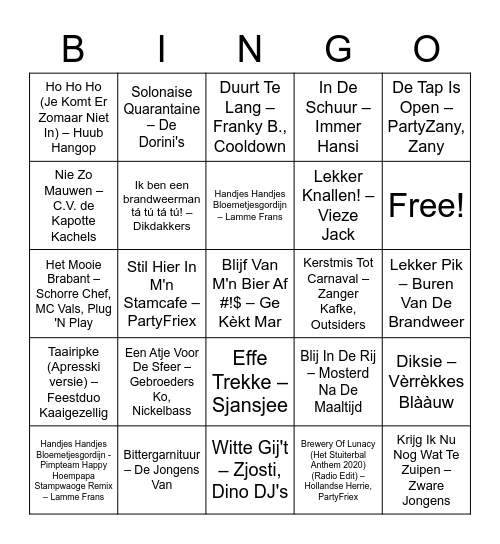 Carnavalsmuziek Bingo Card