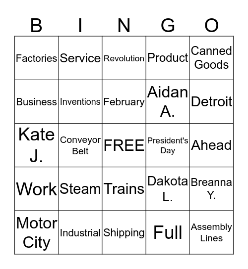 February 2015 Bingo Card