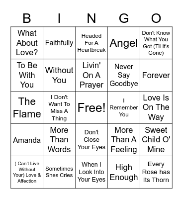 Monster Ballads Bingo Card