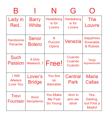 Valentine's Day Bingo Card