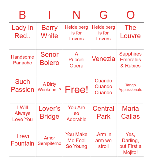 Valentine's Day Bingo Card