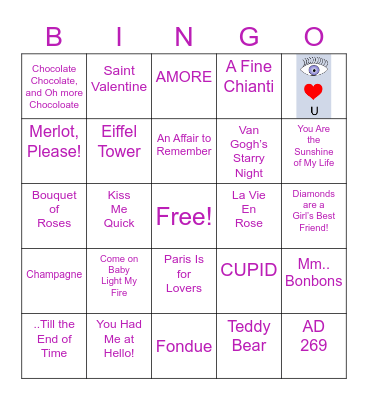 Valentine's Day Bingo #2 Bingo Card