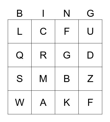 Alphabet Bingo Card