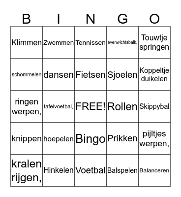 Peuters Bingo Card