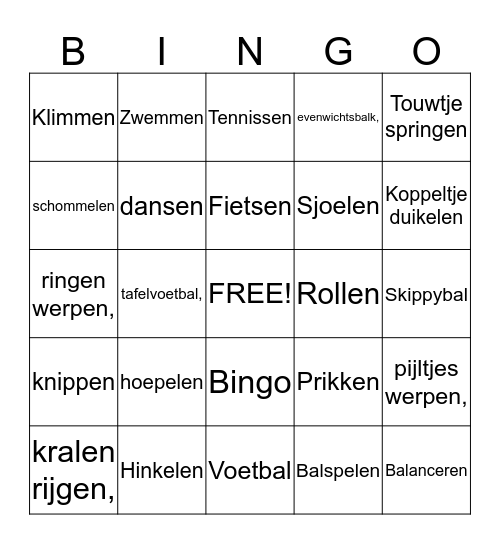 Peuters Bingo Card