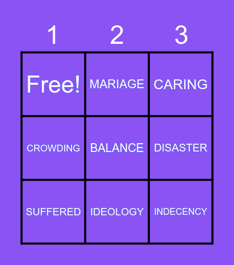 Sabr House 13 BINGO Game Bingo Card