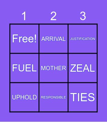 Sabr House 14 BINGO Game Bingo Card