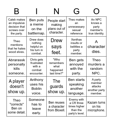 Abrarassk Sydincate Bingo Card