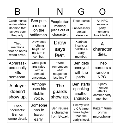 Abrarassk Sydincate Bingo Card