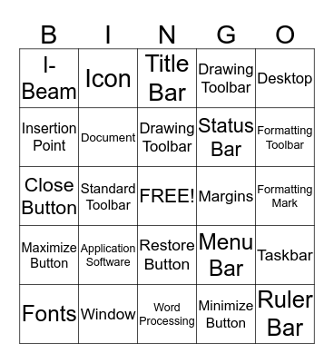 MS Word Bingo Card