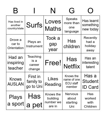 ECU EDUCATION Bingo Card