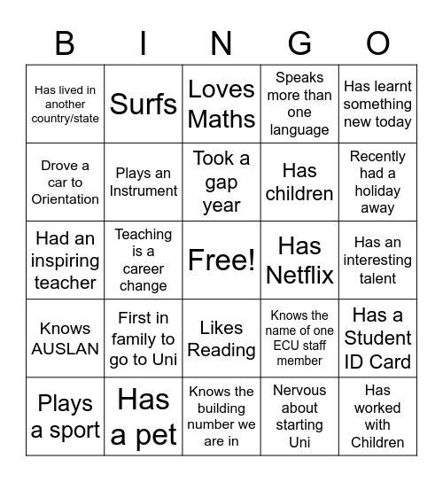 ECU EDUCATION Bingo Card