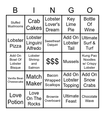 Valentine's Day Bingo Card