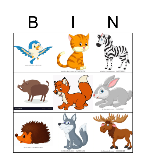 Animals Bingo Card