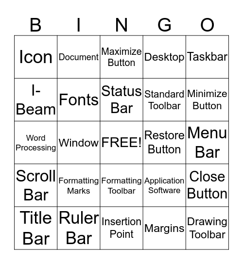 MS Word Bingo Card