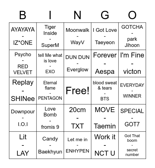 @yangyang_yjw Bingo Card