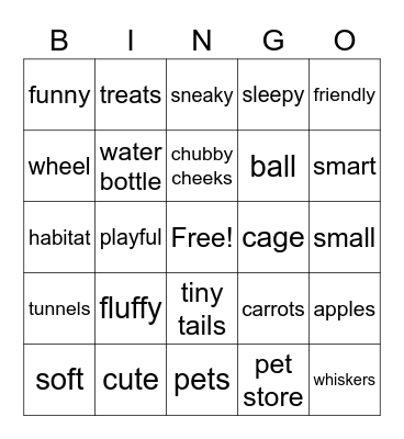 Hamster Bingo Card