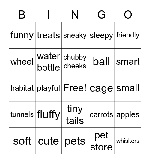 Hamster Bingo Card