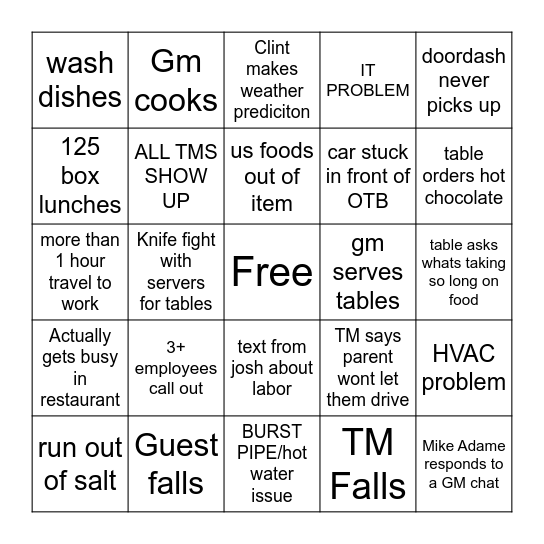 2021 VDAY WEEK BINGO Card