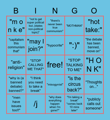 Political Debate Studio Bingo Part 2 Bingo Card