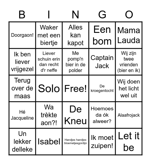 Carnaval Bingo Card
