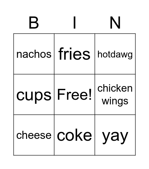 fun binga Bingo Card