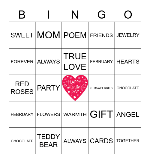 Happy Valentine's Day Bingo Card