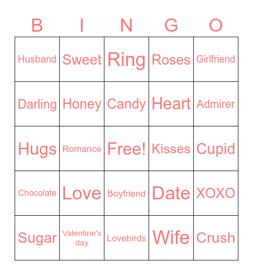 VALENTINE'S Bingo Card