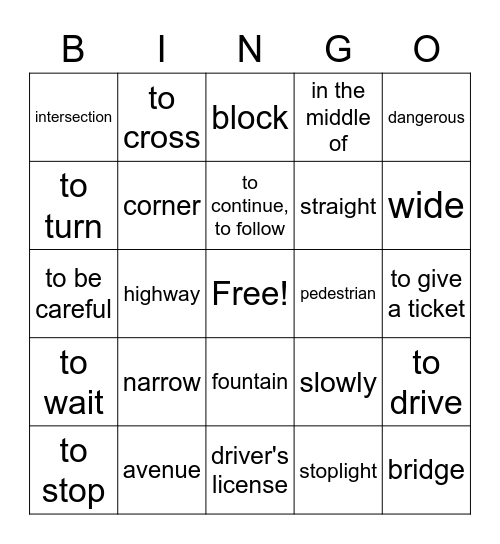 Vocabulario 3B (Español 3) Bingo Card